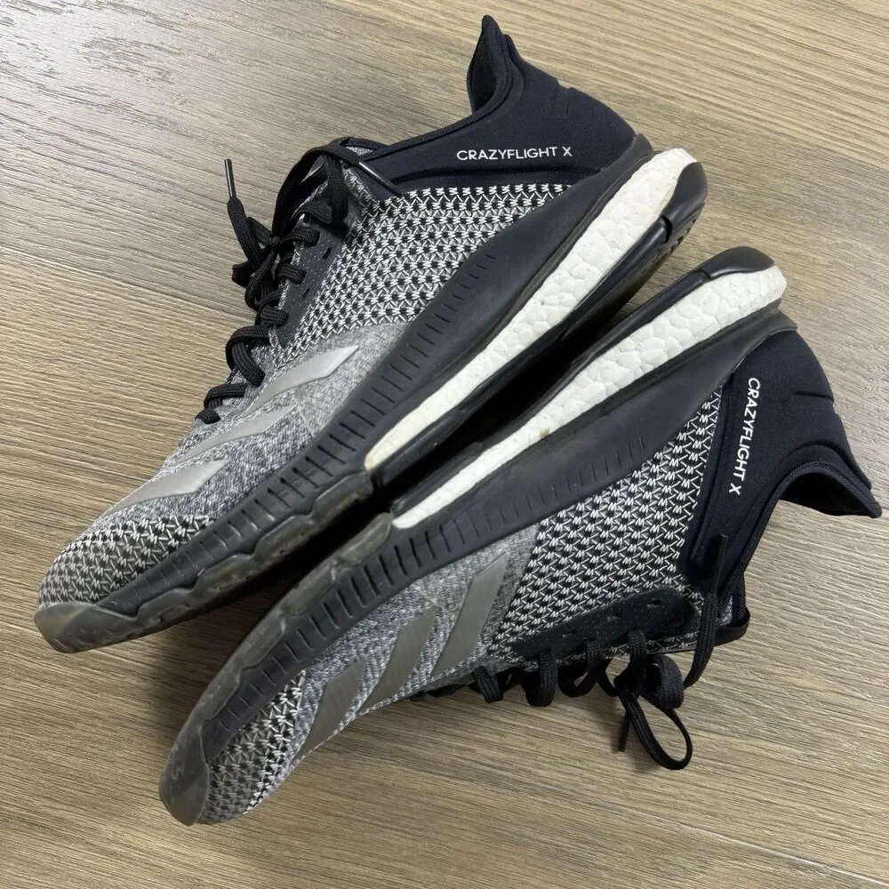 Adidas Shoes Women 11 Crazy Flight X2 Volleyball Black Silver Knit Boost